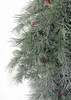 Close up of Frosted Blue Spruce Garland Blue/Gray Tips with Pinecones