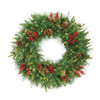 C-231184B - Battery Operated 30" Mixed Oakhaven Wreath with Pinecones and Red Berries and LED Lights