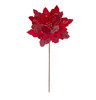 19.5" Velvet/Glittered Red Poinsettia Stem