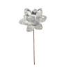 21.5" Metallic Silver Magnolia Stem w/Glittered Edge