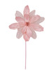 P-260190 - 22'' Velvet/Glittered Light Pink Organza Flower Stem
