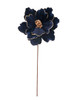 P-260182 - 21" Velvet Navy Blue Magnolia with Gold Glitter