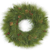 24" Mixed Pine Wreath with Red Berries Pine Cones