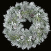 36 inch Flocked Long Leaf Wreath with Pine Cones