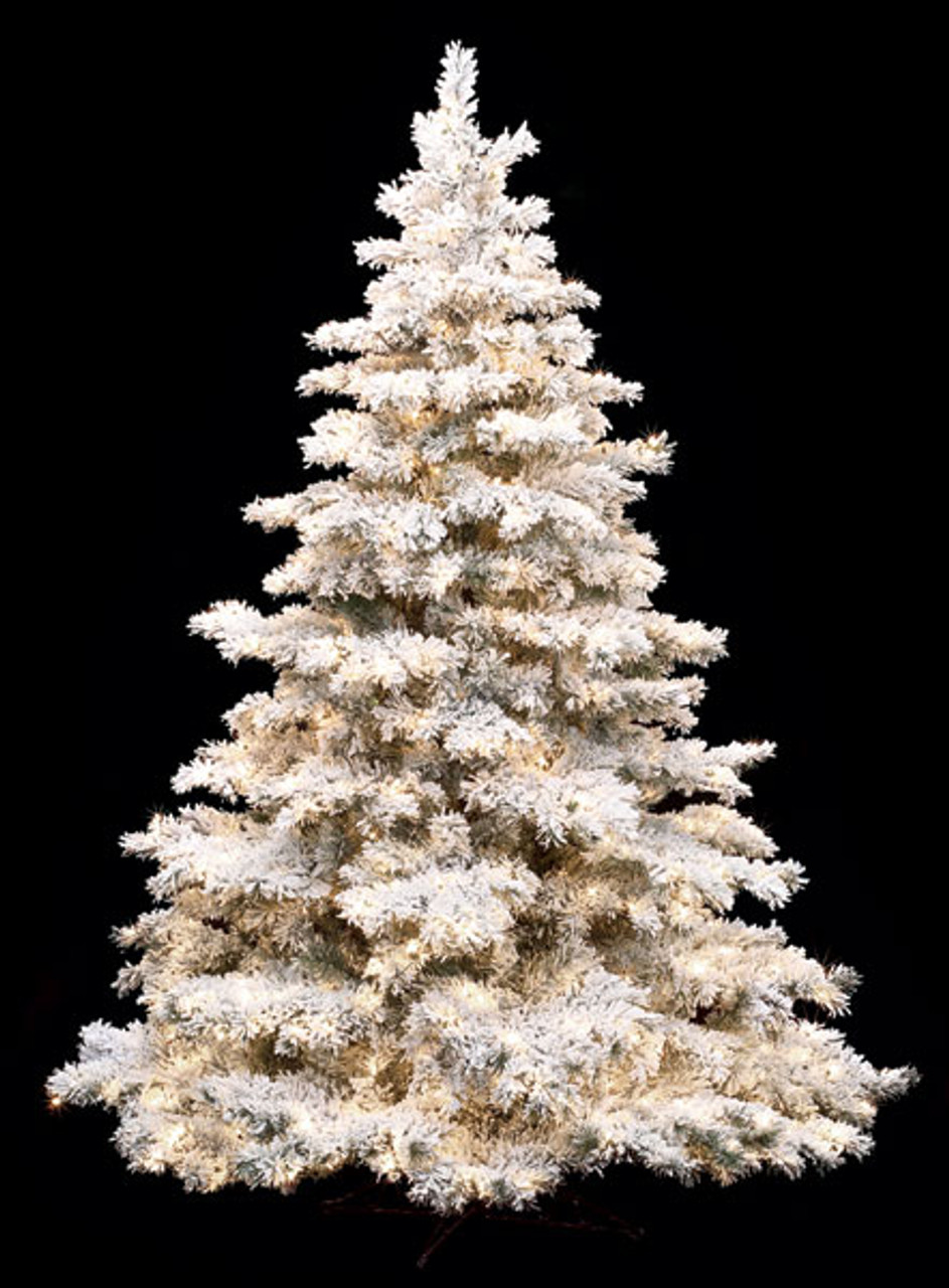 7.5 and 10 Foot White Flocked Madison Glitter Pine Trees