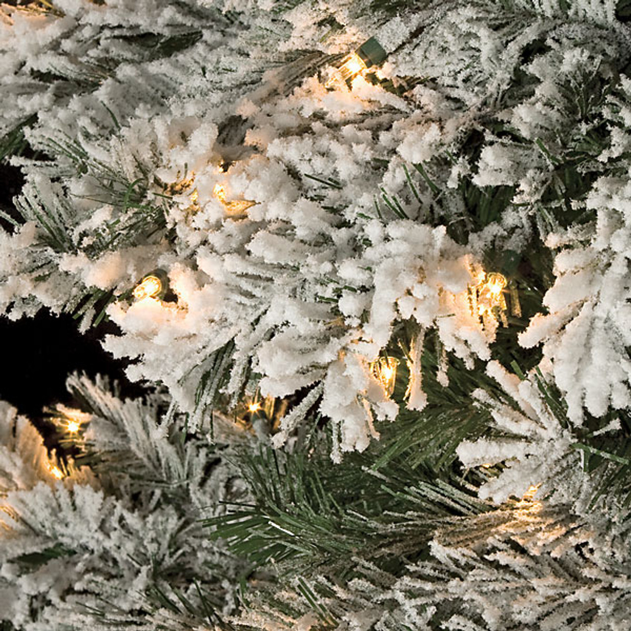 Flocked Mountain Pine Trees with LED Lights - 7.5 ft. and 9 ft. Tall ...
