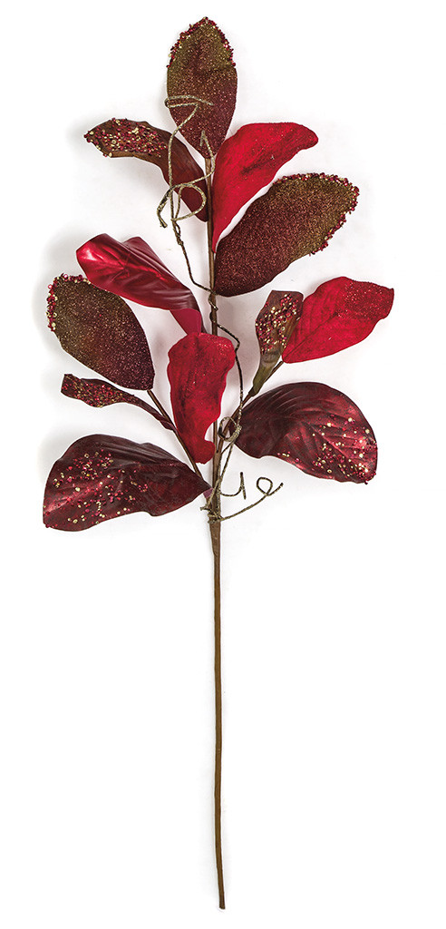 36' mixed sequined/glittered velvet magnolia spray | Autograph