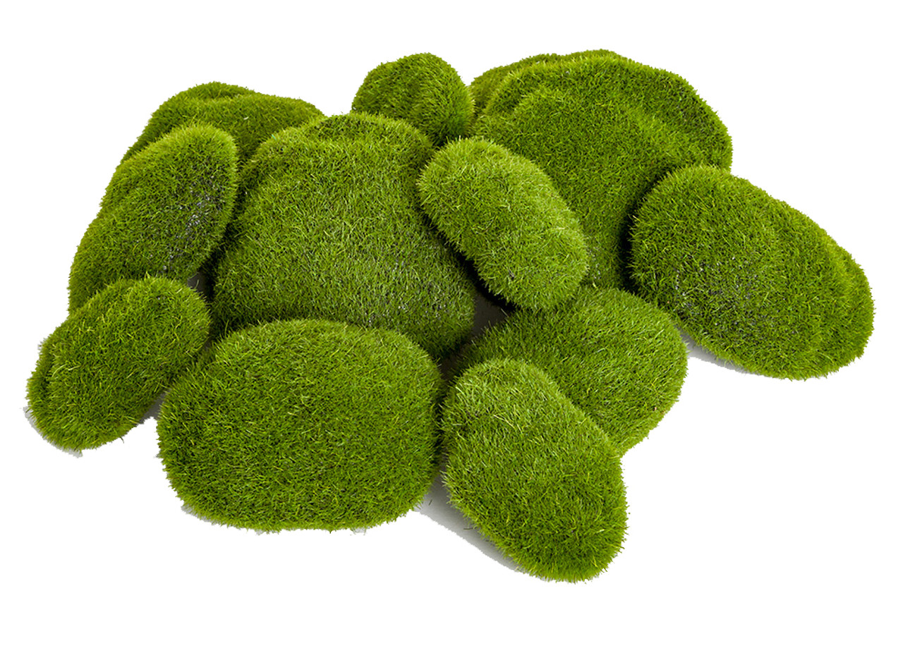 24 Pcs 3 Sizes Artificial Moss Rocks Decorative Faux Green Moss