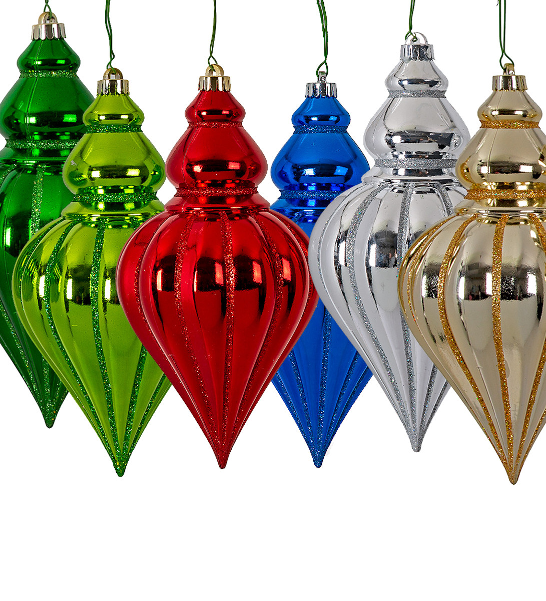 12 Inch Fire Retardant Reflective/Glitter Finial in 5 colors