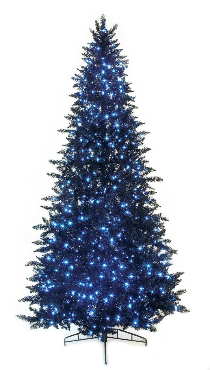 7.5 Foot Black Tinsel Tree with Clear Lights or LED Lights | Autograph ...