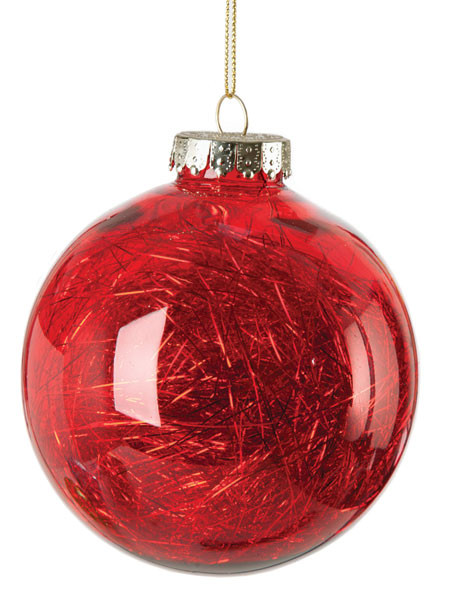 4 Inch Tinsel Ball Red, Green, Gold, Silver, Blue Autograph Foliages