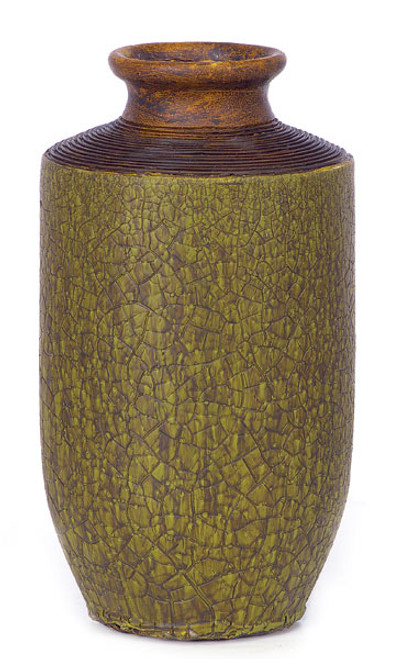 10.5 Inch Resin Vase
2.5 Inch Opening 
Old Green