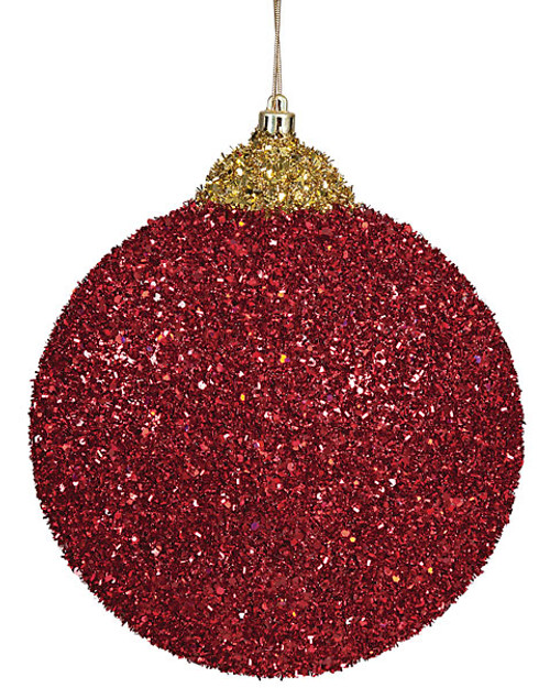 9 Inch Red Tinsel Glitter Disc