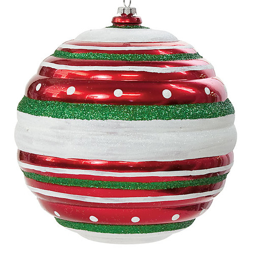 6 Inch Shiny Stripe Red/White Ball