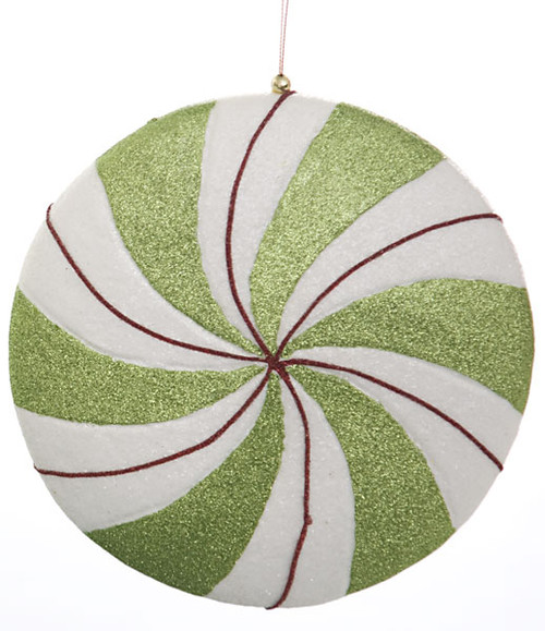 8 Inch Peppermint Candy Disc - Green/White/Red