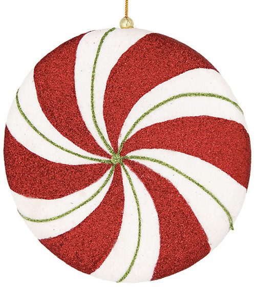 6 Inch Peppermint Candy Disc - Red/White/Green