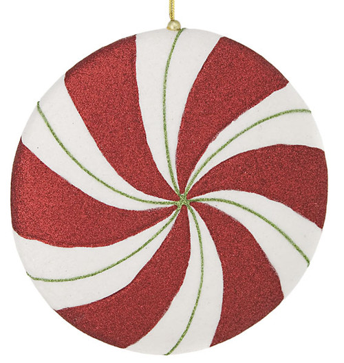 8 Inch Peppermint Candy Disc - Red/White/Green