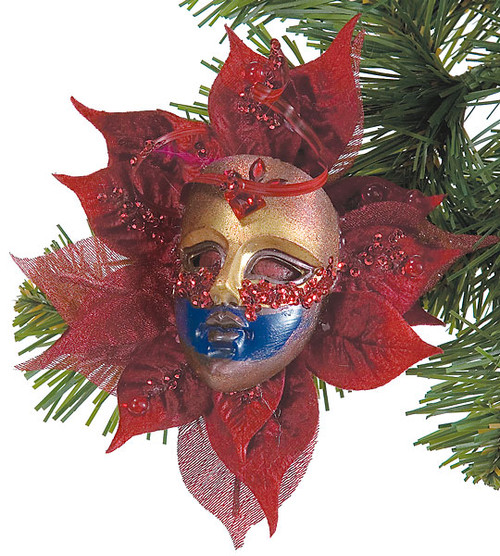 6 Inch Poinsettia Mask w/Clip