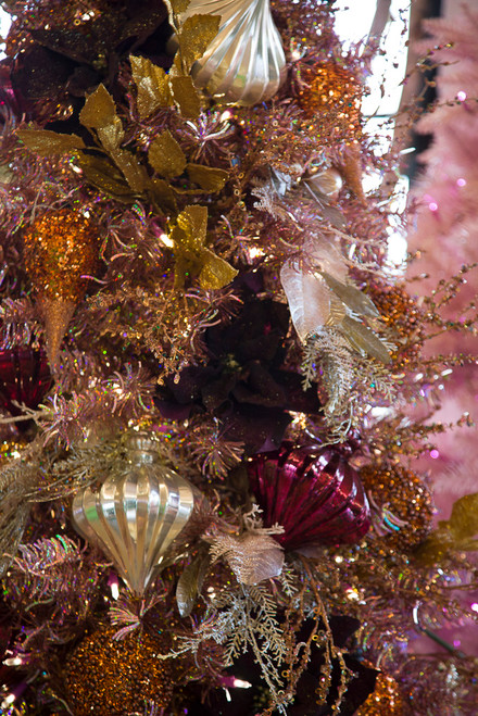 7 5 Foot Slim Size Rose Gold Tinsel Christmas Tree With Lights Autograph Foliages