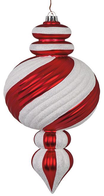 14" Pearl Matte Calabash Ornament with White Glitter