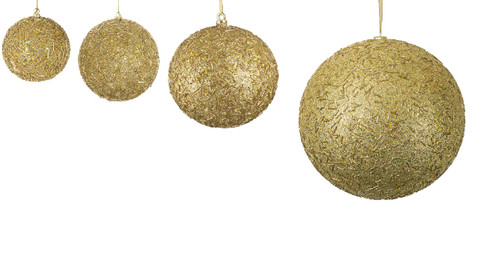 Gold Glittered Beaded Ball Ornaments - 4" to 12" Sizes