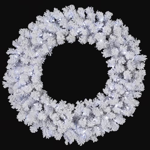 36" Flocked Arctic Pine Wreath
Winter White LED Lights