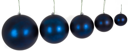 12" to 4" Matte Navy Blue Ball Ornaments
