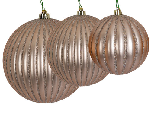 Matte Rose Gold Pumpkin Ball Ornaments