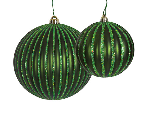 4" or 8" Dark Green Pumpkin Ball Ornaments