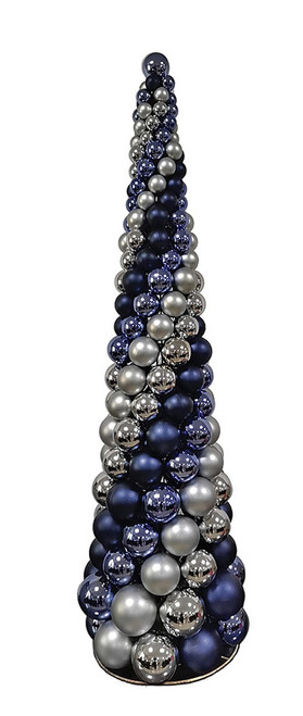 A-202258 - 5' Reflective/Matte Navy Blue & Silver Cone Tree