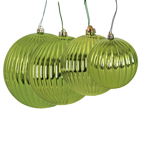 FireSafe Apple Green Reflective Pumpkin Ball Ornaments