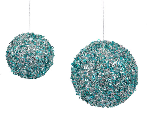 Mixed Sequined Blue and Silver Ball Ornaments
4" or 6" Sizes