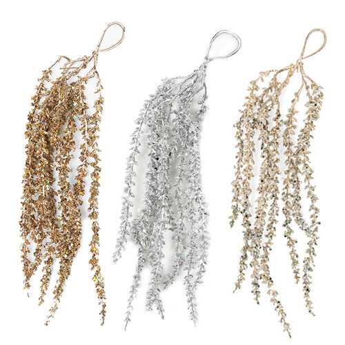 12.5" Hanging Glittered Amaranthus