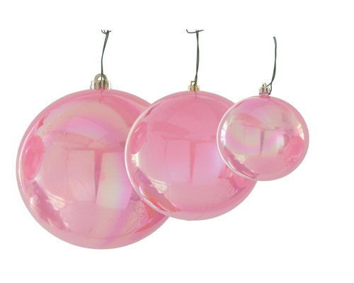 Pink Pearl Iridescent Ball Ornaments