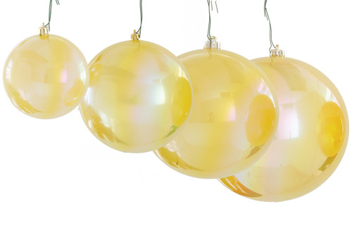 Yellow/Gold Pearl Iridescent Ball Ornaments