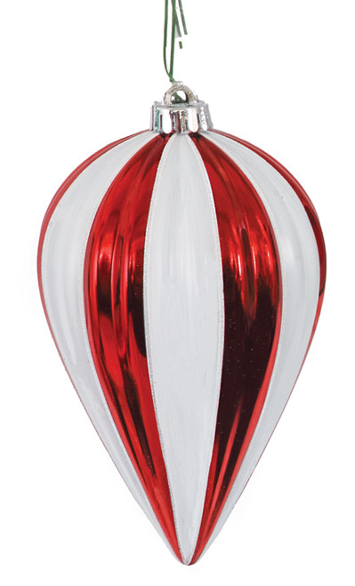 J-240080 - 8" x 5" Red/White Waterdrop Finial J-240080 - 8" x 5" Red/White Waterdrop Finial