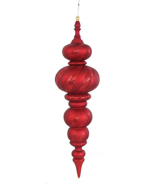 J-260330
43" Hanging Matte Red Finial with Glittered Sequins