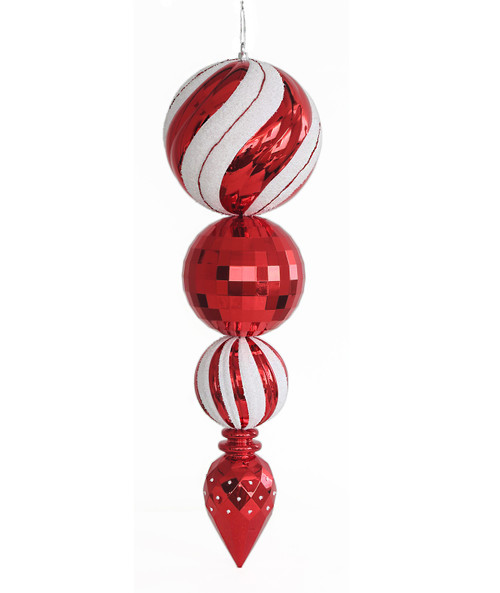 33" Reflective Glittered Peppermint Swirl Finial