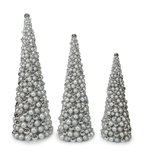 Mixed Glittered/Reflective Gold Ball Cone Trees - 4', 5', 6' Tall. Sold Separately.