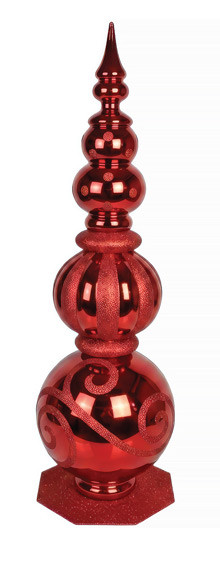 J-260340 -
53" Red Reflective/ Glittered Tower Finial