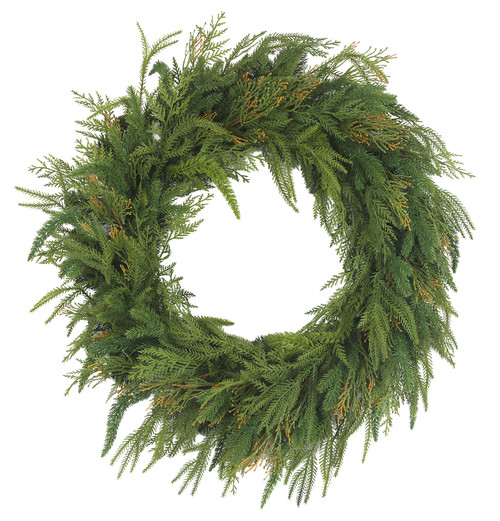A-260400 - 30" Natural Touch Mixed Cedar/Cypress Wreath