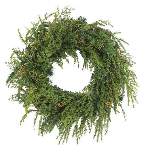 A-260390 - 24" Natural Touch Mixed Cedar/Cypress Wreath