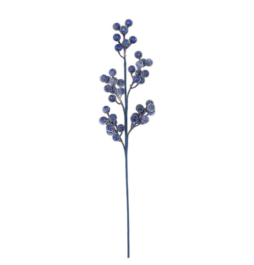 28"  Sugared Glitter Midnight Blue Berry Spray