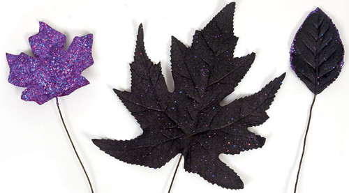 Mixed Leaves on Wire Black/Purple