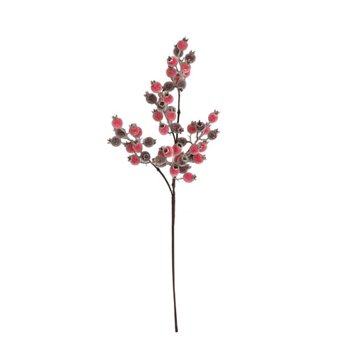 31" Sugared Pink/Burgundy Pomegranate Spray