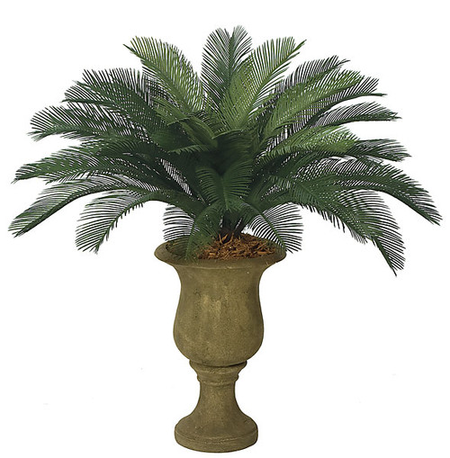 Artificial Cycas Palm Tree- 3-foot Potted Faux Plant For Home Or