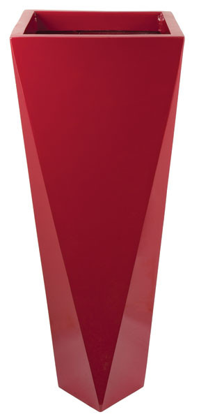 36 Inch Tall Square Planter - Gloss Red | Autograph Foliages
