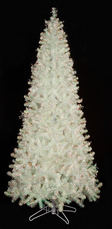 Silver Iridescent Tree with Multi-Colored Lights - 5 ft, 7.5 ft, and 9 ft.  Tall