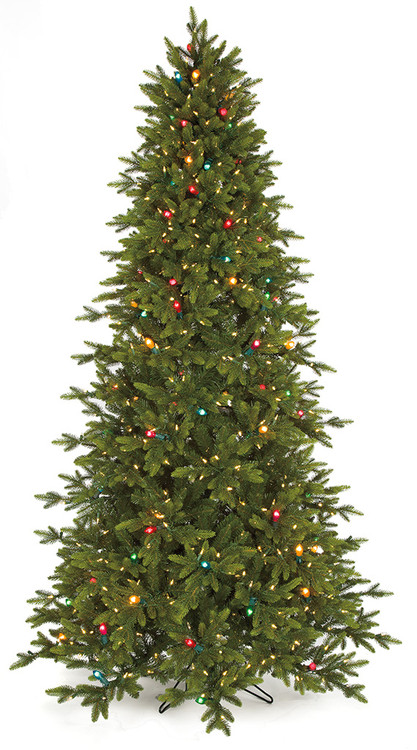 Silver Iridescent Tree with Multi-Colored Lights - 5 ft, 7.5 ft, and 9 ft.  Tall