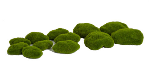 6 PCS Artificial Moss Rocks, 3 Size Faux Green Moss Covered Stones